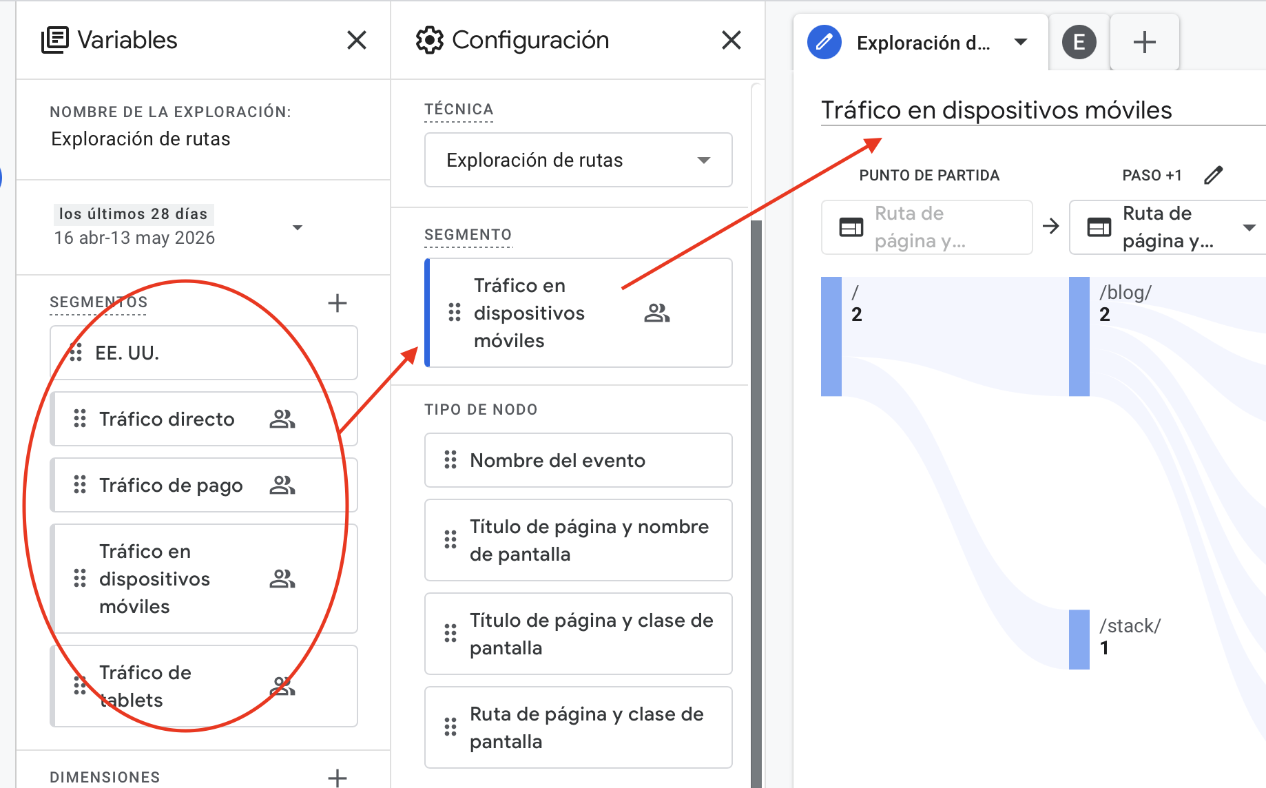 Segmento sobre exploracion de rutas